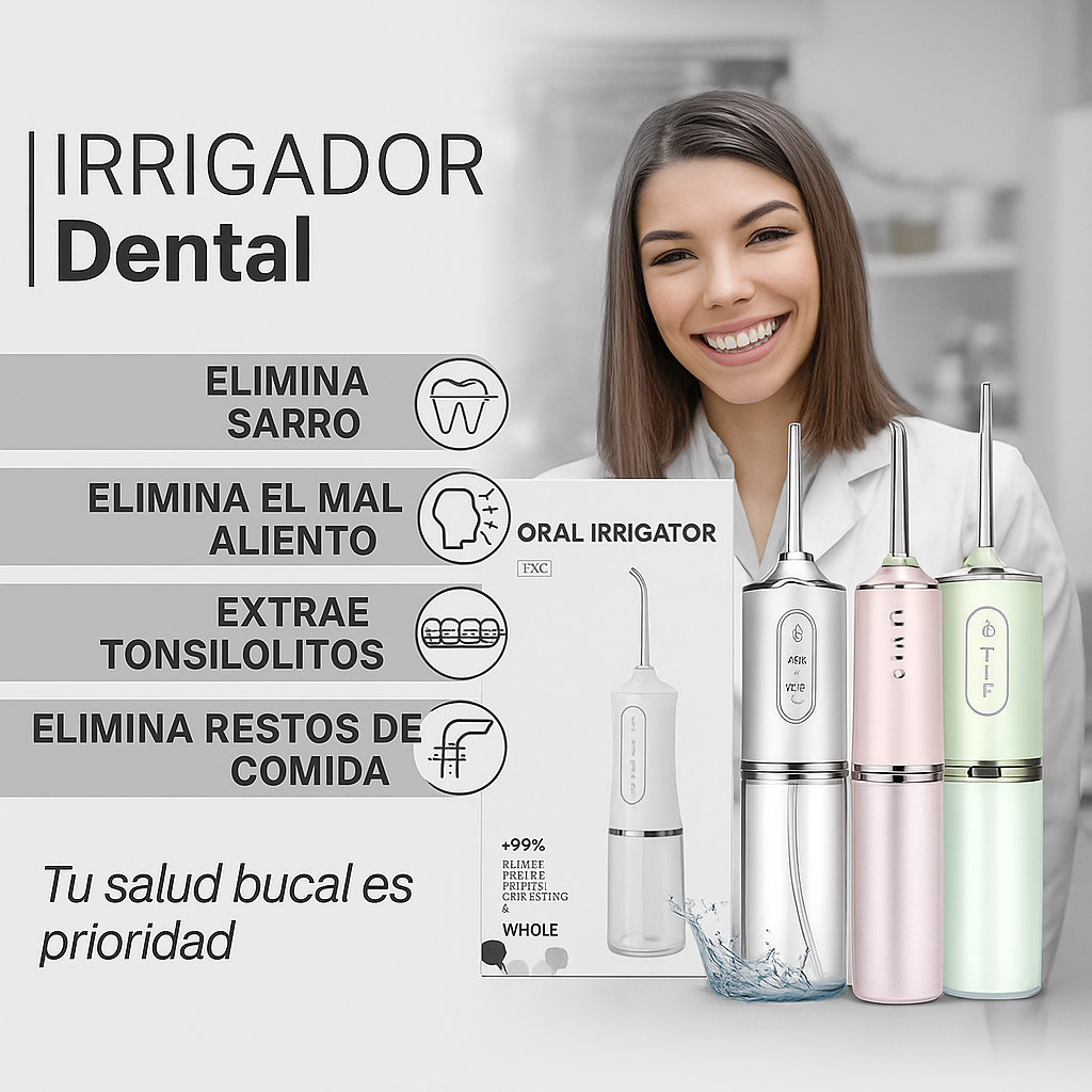 Irrigador bucal recargable usb-Elimina el mal aliento + Envió gratis